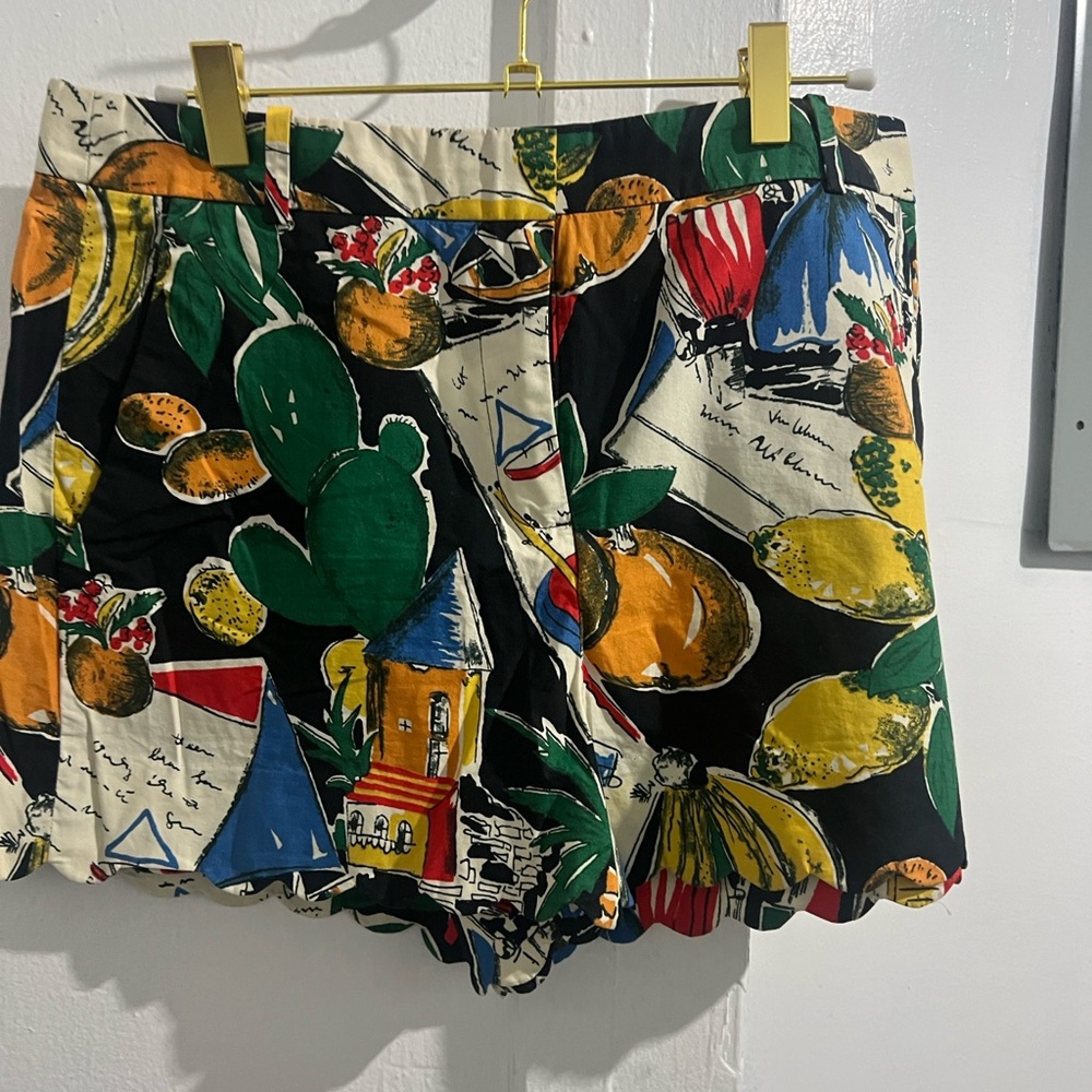 J. Crew High Waist Black and Green Shorts